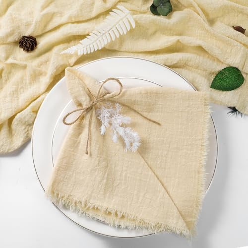 BOXIZ 50pcs Weihnachten Grüne Gaze Baumwolle Serviette wiederverwendbares Geschirrtuch Hochzeit Party Tischdekor Retro Burrs Servietten 42x42cm