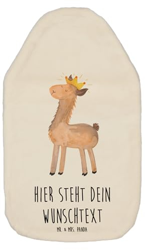 Mr. & Mrs. Panda Wärmflasche bedrucken Lama König - Weiß