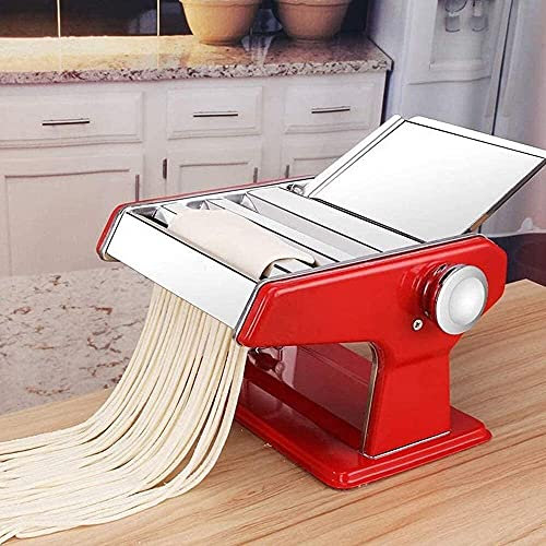 Samnuerly Nudelmaschine, Nudelmaschine, Haushalt, Nudelmaschine, manuell, Edelstahl, mit Zahnrädern, verstellbares Zahnrad, Verdickung, DIY und lecker für Nudeln/breite Nudeln