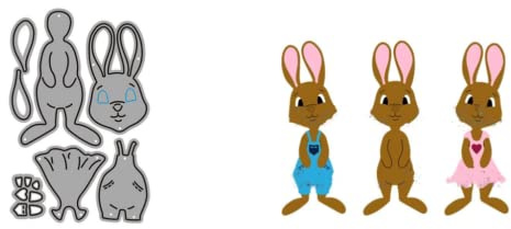 Sredwtk Kleidung Hase Stanzschablonen Ostern Prägeschablonen für Stanzmaschine Stanzformen Schneiden für DIY Festivalkarte Party Einladung Karten Umschlag Scrapbooking Deko Cutting Dies