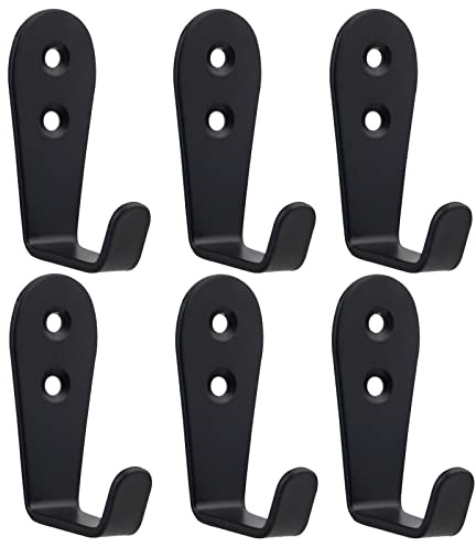 Mokife 6 Patères Mural Acier Inoxydable Noir Crochet Porte Manteau Lourd Métal Grande L Crochets Muraux Individuelle pour Entrée Cuisine Chambre Salle de Bain Garage Jardin Bureau Toilette