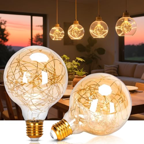 Aigostar - LED-Lampe E27 G95 Vintage 1.2W, Warmweißes Licht 2500K, 50 Lumen, Dekorative Glühfaden-Globuslampe aus Kupferdraht im Edison-Stil, Retro-LED-Lampe, Nicht Dimmbar, 2er-Pack