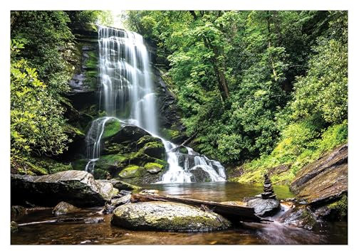 WTD - Carta da parati fotografica a cascata con foresta, effetto 3D, paesaggio naturale, 312 x 219 cm, con colla, per soggiorno, camera da letto, corridoio, carta da parati in tessuto non tessuto