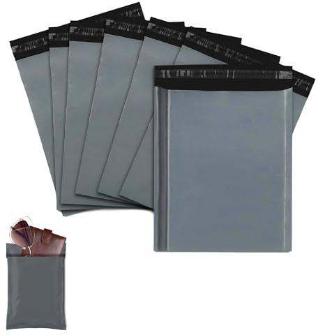 Grå postpost, polypost, självförsegling, påsar, 5 storlekar, små till stora postpåsar, portoförpackning, blandade postpaket, paketpåsar (10 x 14, 1 000)