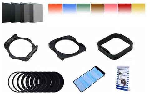 Lot de 25 filtres colorés ND Square compatibles avec les porte-filtres Cokin P gris