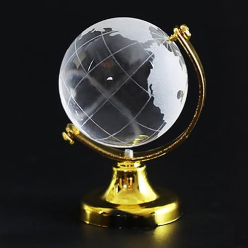 Mini-Weltkarten-Ornament, runde Erdkugel (Kugeldurchmesser 8,5 cm), Kristallglas, klarer Briefbeschwerer, Schreibtisch, Büro, Heimdekoration, Hochzeitsgeschenk, Basteln, Ornamente, Geschenke,
