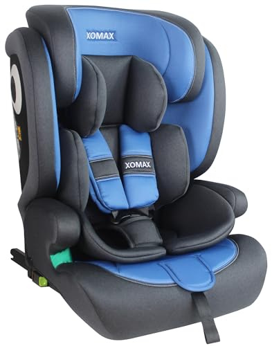 XOMAX LM238 Kindersitz mit ISOFIX I Mitwachsend I 9-36 kg, 15 Monate - 12 Jahre, Gruppe 1/2/3 I 5-Punkt-Gurt und 3-Punkt-Gurt I Bezug Abnehmbar und Waschbar I ECE R129 I Blau