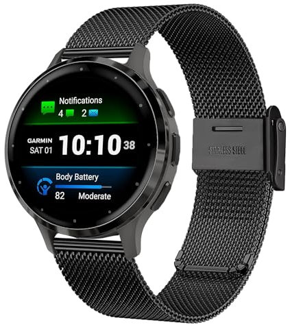 VELULYX Metallband für mit Garmin Venu 2S/Venu 3S/Vivomove 3S/Vivoactive 4S, 18mm Edelstahl armband für Fossil Damen Gen 6/Gen 5E/4/3