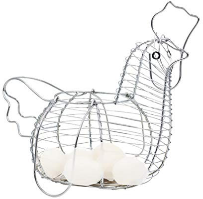 Eighosee Cesta Huevera Porta Huevos de Gallina, de Metal, con Alambre, Accesorios de Cocina