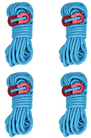 Kuuleyn 4 Stück 4 Mm Ultraleichte Zeltschnüre Mit Aluminium-Einsteller, Spanner, Outdoor-Camping-Abspannseile, Reflektierendes Zeltseil, Hochfeste, Leichte Campingschnur Für Outdoor-Camping(Blau)