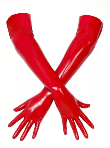 SMGZC Latex Handschuhe Naturlatex Kautschuk Lange Handschuhe Bekleidungszubehör Aus Latex,Unisex Latex Gloves (L,rot)