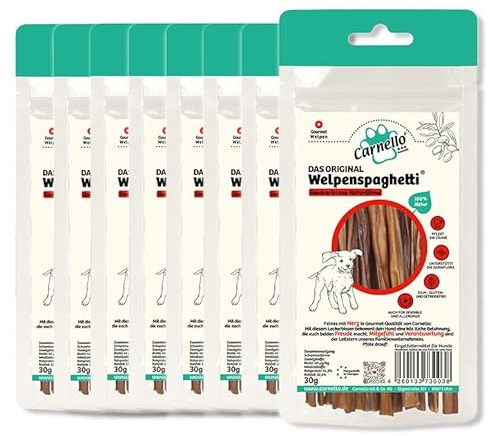 Carnello Welpenspaghetti – Leckerli für kleine Hunde, getreidefreier Hundesnack – Wiederverschließbarer Beutel (8 x 30g)