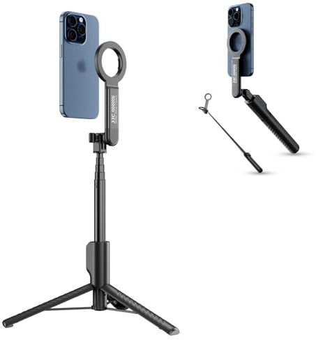 Perche à selfie magnétique extensible avec télécommande sans fil amovible pour iPhone 16, 15, 14, 13, Pro Max, Plus, GoPro