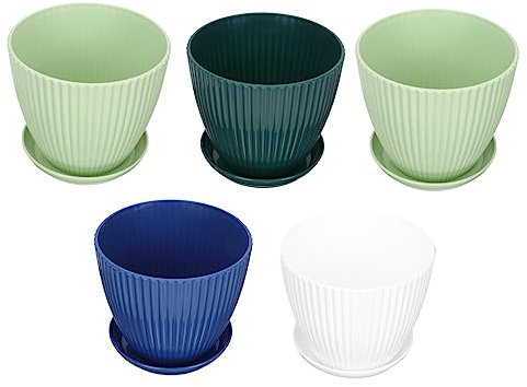 INOOMP 5pièces Pot De Fleurs Plastique Rond Simple Conteneur pour Plantes avec Soucoupe Accessoires De Jardinage