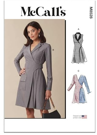 MCCALLS Schnittmuster M8528K5 Blazerkleider für Damen, K5 (36-38-40-42-44)