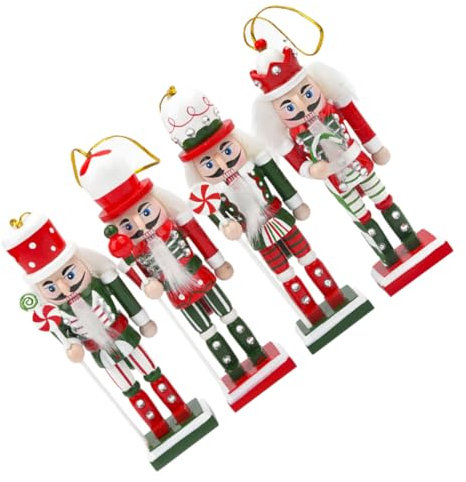 OSOLADY 4pcs Mini Nutcracker Soldier Wood Ornaments Charming Xmas Decorations Creative Festive Nutcracker Puppets for Holiday Parties Lifelike and Christmas Decor
