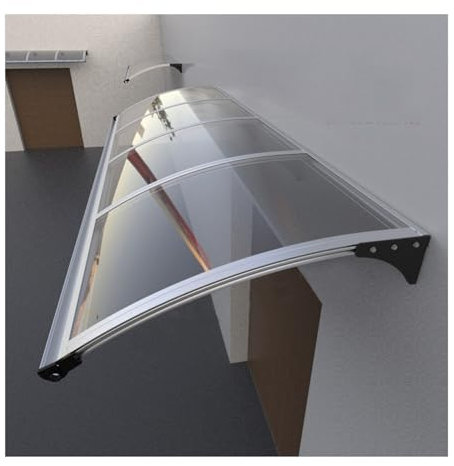 Winddichtes Vordach-Markisenvordach für die Haustür mit Regenrinne, Pult-Vordach-Markisenvordach mit Aluminiumhalterung für Türfenster außen (45 x 60 cm)