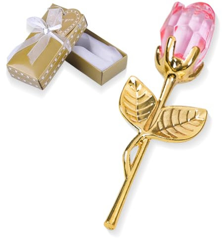 ZEPIQOR Rose Künstliche Infinity Rosen mit Herzständer, glasrose, Glas Rose Künstliche Rosen-Statue zum Sammeln, Tafelaufsatz für Valentinstag Jubiläum Muttertag Geburtstag（Goldpol-Goldbox）