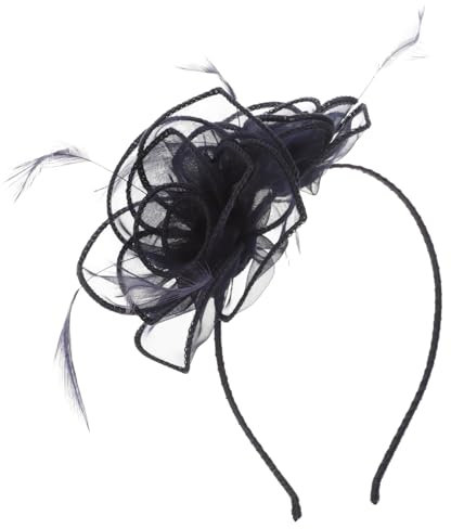 SAFIGLE Eleganter Fascinator Kopfschmuck Für Damen Handgefertigter Blauer Party Haarreif Mit Feinem Mesh Stilvolle Vintage Blüten-haarschleifen Für Hochzeiten Teepartys Und Festliche Anläs