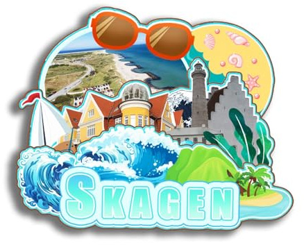 Dwutahcy 3D-Kühlschrankmagnet aus Holz für Skagen, Dänemark, Stadt, Reise, Souvenirs, Kühlschrankaufkleber, Zuhause, Küche, Dekoration, Geschenke