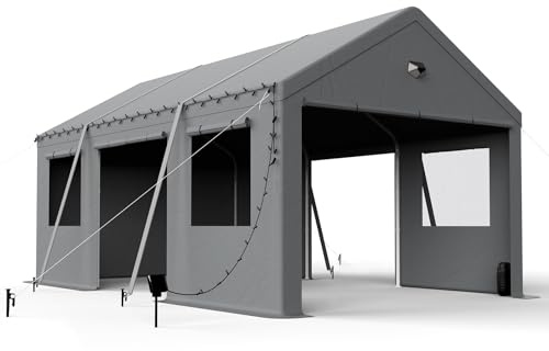 Carport Zeltgarage 3.6x6m wasserdicht mit Seitentüren Robustes Autozelt für ganzjährigen Schutz Portables Garagenzelt mit Stahlrahmen für Auto Motorrad und Outdoor Veranstaltungen