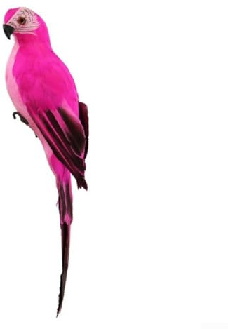 Artificial Feathered Parrot Statue 25cm Realistic Bird Ornament with Wire Clip and Feet for Garden Decoration Indoor Outdoor Lawn Tree Display Crafts Projects Animal Model(plum red)