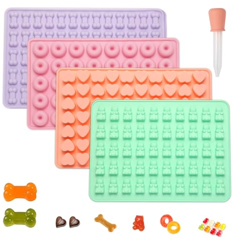 Luxoraiova Juego de 4 alfombrillas para hornear galletas para perros, juego de 4 unidades, molde de silicona para hornear galletas para perros para manualidades, galletas, chocolate, dulces, galletas