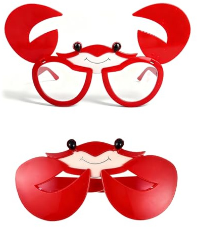 Nevoluxer 2 Stück Krabben Brillen – Lustige Partybrille für Strand Party & Hawaii-Themen – Spaßbrille als Photo Booth Requisiten – Tropisches Kostüm Zubehör für Erwachsene & Kinder