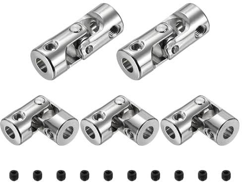 sourcing map 5pcs Universal Joint Shaft Coupling, 3mm to 3mm Inner Dia Rotatable Steering Shaft U Joints Coupler with Screws for RC Car, Robot, Boat Drive Ship Motor Use