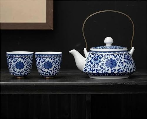 Théières Théière Et Tasses À Thé En Porcelaine Blanche, Service Jingdezhen De Grande Taille, 1 Pot, 2, Bleu Théière Service A Thé