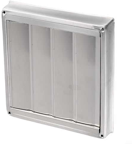 Rejilla de ventilación por gravedad de acero inoxidable 304 con rejilla de retención para exteriores para ventiladores de escape de pared interior, secadora, cocina, campana extractora de baño (125 mm