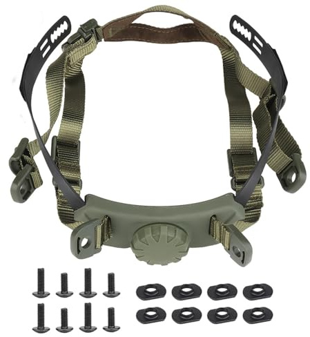 Taktisk Hjälmrem Justerbar Hakrem Inre Fjädringssystem med Bultar och Skruvar för Taktiska Snabba AirsofthjäLmar(Green)