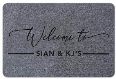 Craftwalla® Personalised Doormat – Weatherproof Synthetic Coir Welcome Mat for Indoor & Outdoor Use, Engraved Name in Grey or Brown, 60×40cm / 70×50cm / 80×50cm (Grey, 80x50cm)