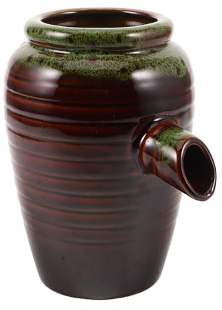 TOBBOMEY Fontaine en Céramique Écologique Cascade Filtrante pour Aquarium et Jardin Pot Décoratif Marron Brun Système de Recyclage D’Eau pour Oxygénation Accessoire Bassin Extérieur
