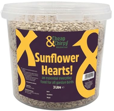 Cheap & Chirpy Nourriture pour Oiseaux en Forme de cœur de Tournesol - Pot de 3 litres - Graines de Tournesol pour Oiseaux - Nourriture pour écureuils