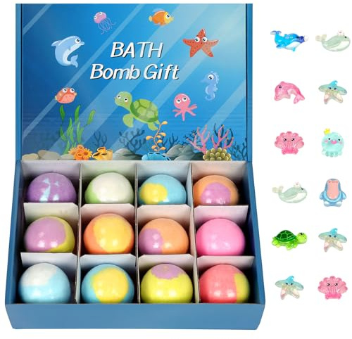 Adiwo Pack de 12 Bombas de Baño, Bolas de Baño Conteniendo la sorpresa en el Interior, Regalos de Cumpleaños, Navidad y Pascua