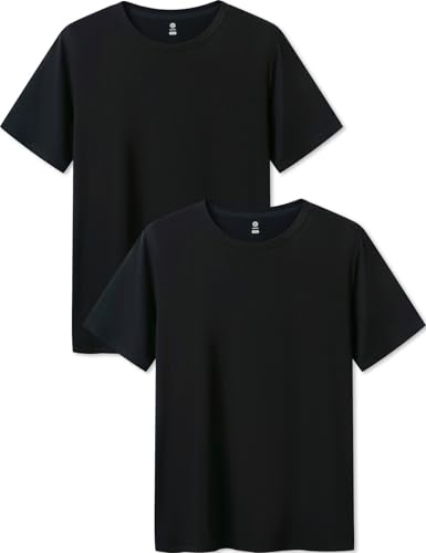 LAPASA Herr Mikromodal T-shirt 2-pack, Premium Business Kortärmad Undertröja med Rund Halsringning M07 / V-ringning M08