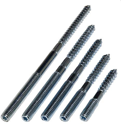 rohrfix-24 150 Stück Stockschrauben M8 mit Torx, 5 gängige Abmessungen, Silber, Verzinkter Stahl, Sechskantbolzen