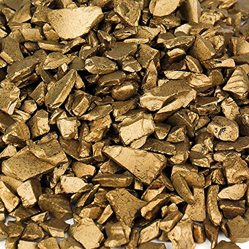 CYS EXCEL Metallic Gold Crushed Glass Vase Fillers (2 LBS, Approx. 3 Cups) | Multiple Color Choices Aquarium Colored Gravel Sea Glass Pebbles | Arts & Crafts Crushed Gemstones