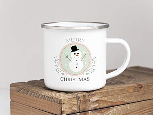Tasse rétro en émail - Merry Christmas - Père Noël - Hiver - Père Noël