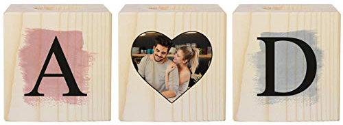 Herz & Heim® liebevoll gestaltetes Kerzenständer Set mit Aufdruck des eigenen Fotos und Initialen der Verliebten