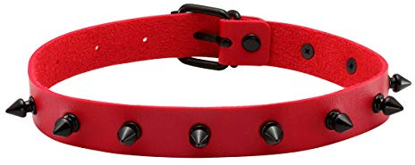 Eigso rot Steampunk Retro Vintage Choker PU Halsband mit schwarzer Nieten für Frauen Männer