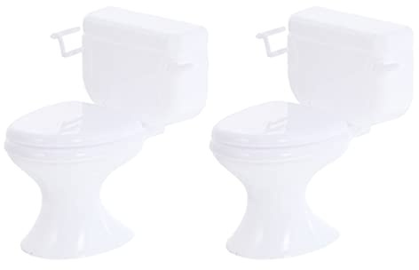 Toddmomy 2 StüCke Miniatur Toilette: Puppen Spielzeug Toilette Realistische 1:12 Puppen FüR Kinder Spielzeug Badezimmer Miniatur Klo FüR Feen Garten Und Miniaturumgebungen