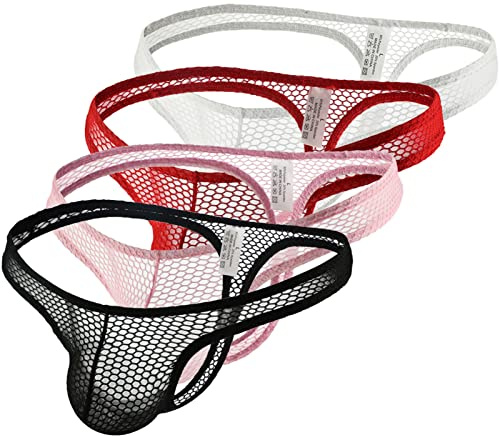 Faringoto Herren Mesh Durchsichtig G-String Comfort Tanga Atmungsaktiv Low Raise Unterwäsche Suspensorium
