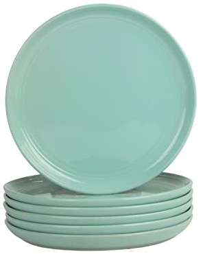 10 Strawberry Street Double Line 8.25 Salad Plate, Set of 6, Seafoam