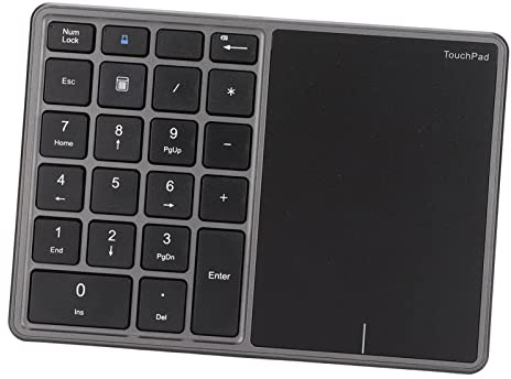 Clavier Numérique Portable 22 Touches Bluetooth 2.4G Double Mode Clavier Numérique sans Fil Mini Clavier avec Pavé Tactile, Clavier D'interface de Type C pour PC, Ordinateur Portable, Bureau(gris)