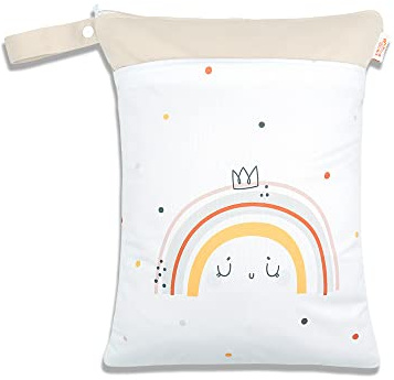 Treer Wetbags für Stoffwindeln Windeltasche Baby 30x40cm Wasserdichte Kreatives Muster Organiser Beutel Nasstaschen mit Doppelt Reißverschluss - Nass-Trocken- Trennung (Regenbogen)