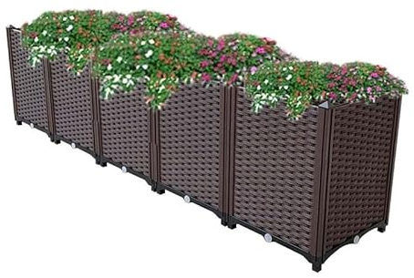 YSUEFIJO Blumenbeet Balkon Klein, Blumenkasten Fensterbank AuBen, Pflanzkasten Hoch Outdoor, Pflanzbeet Balkon, Hochbeet Schmal Anthrazit, Für Gemüse, Kräuter Im Garten, Terrasse