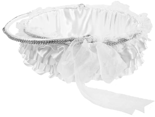Cabilock Blumenmädchenkorb Tragbar Für Hochzeit Partykorb Mit Spitze Und Schleife Blütenkorb Hochzeitskorb Aufbewahrungskorb Für Süßigkeiten Blumen