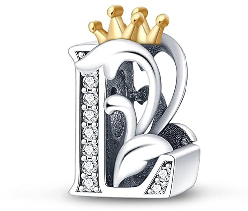 Charm Anhänger Damen Buchstabe A-Z für Armband 925 Sterling Silber Charms Beads passend für Pandora Armband und Halskette, Kompatibel mit Europäischen Armbänder für Frauen Mädchen KJC165